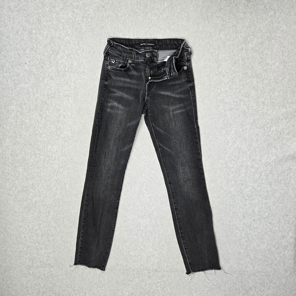 True Religion Women Jeans 24 Black Denim Colette High Rise Tapered Skinny READ